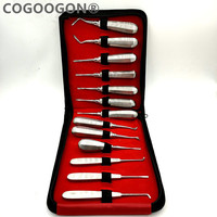 13 szt. Zestaw windy dentystycznej wykonany w pakistanie ekstrakcja zębów kleszcze do ekstrakcji zęba stal nierdzewna zakrzywiona winda korzeniowa 1